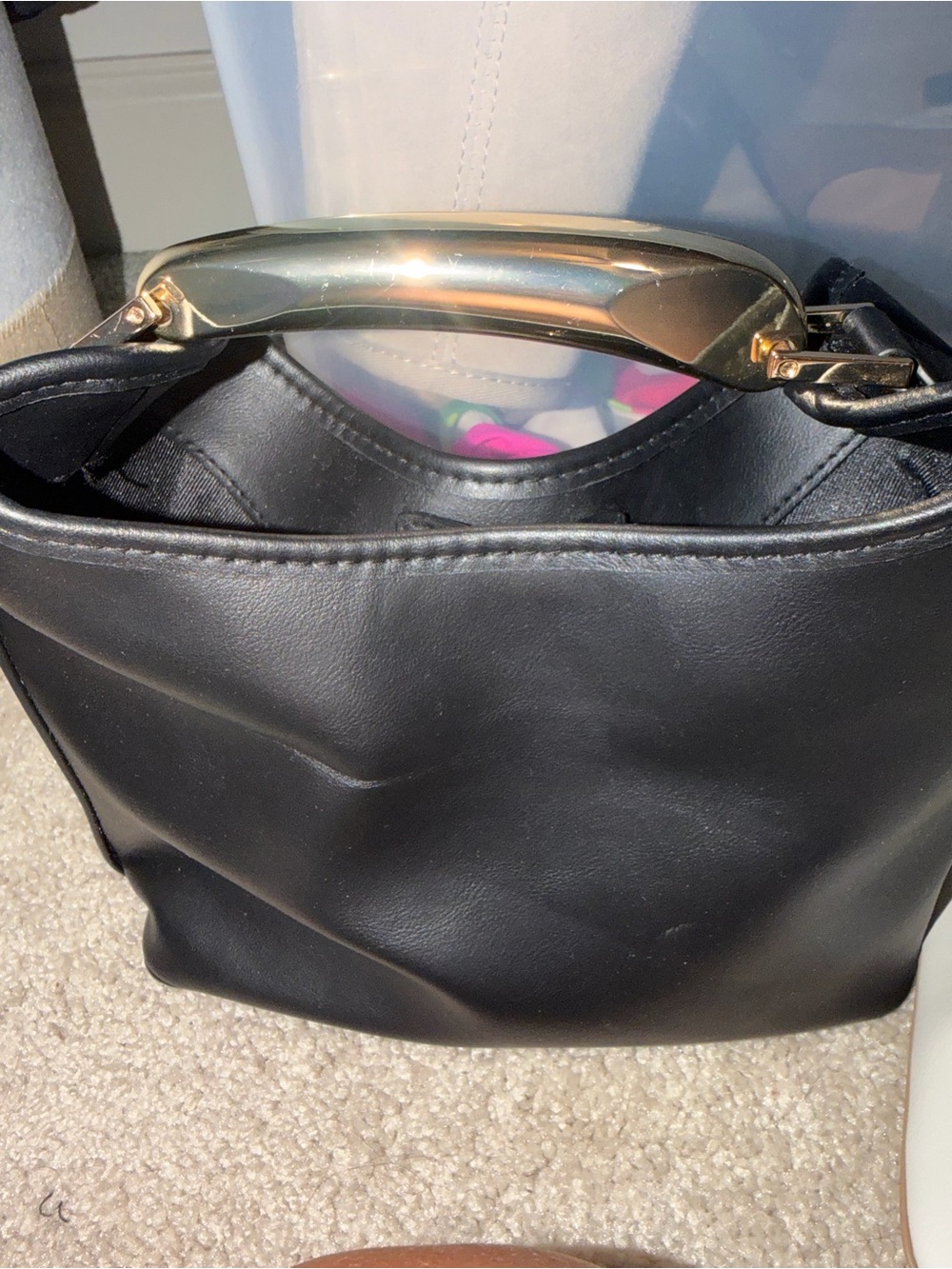 Target Black Mini Bag with Gold Top Handle
